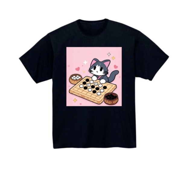 【猫 打碁】黒Tシャツ 子供用