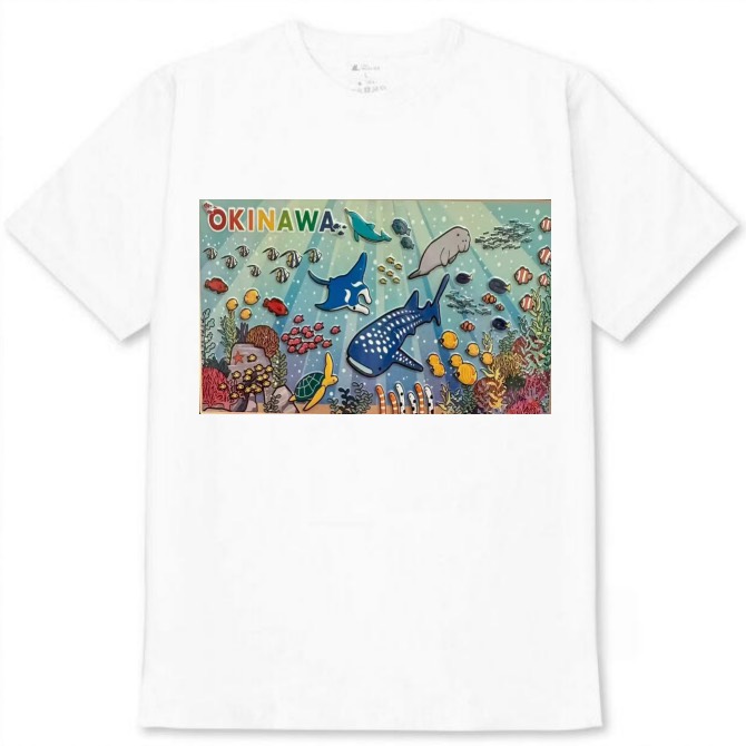 【沖縄県_海底世界】白Tシャツ 大人用