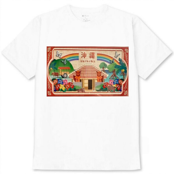 【沖縄県_南国風土】白Tシャツ 大人用