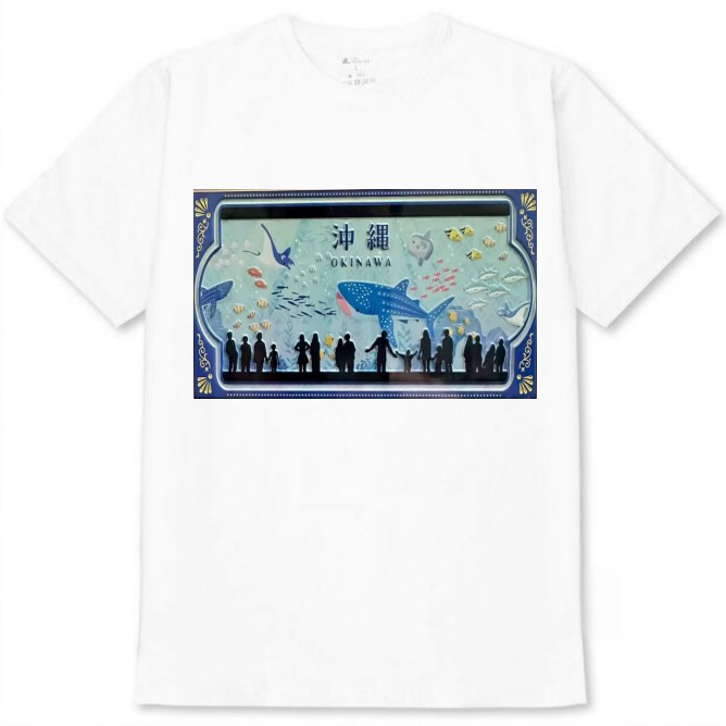 【沖縄県_水族館】白Tシャツ 大人用