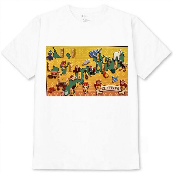 【沖縄県_全県図】白Tシャツ 大人用