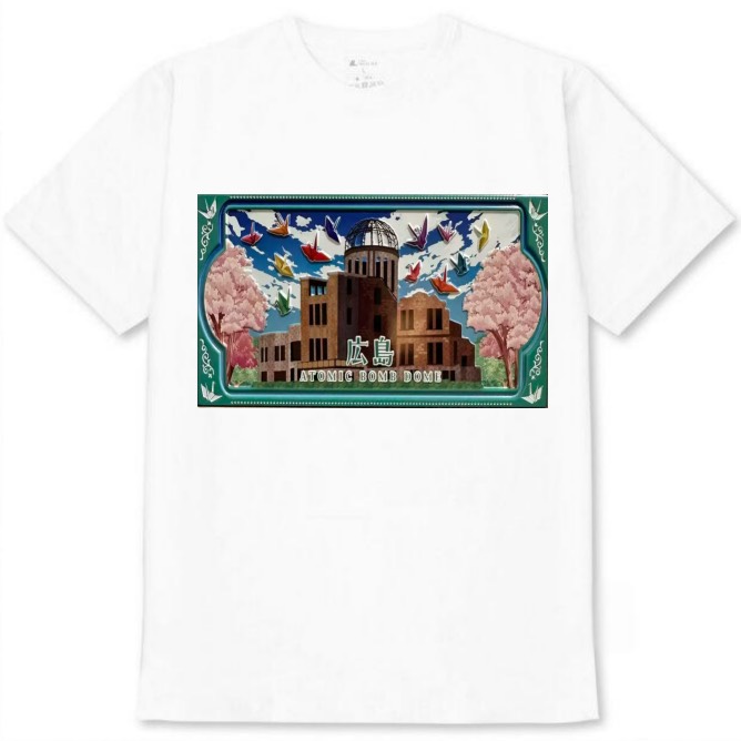【広島県_原爆ドーム】白Tシャツ 大人用