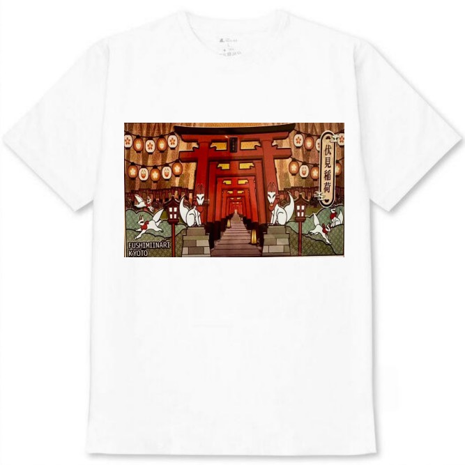 【京都府_伏見稲荷2】白Tシャツ 大人用