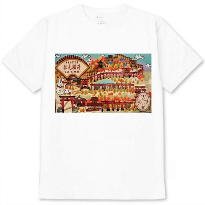 【京都府_伏見稲荷】白Tシャツ 大人用