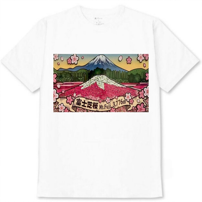 【静岡県_富士芝桜 】白Tシャツ 大人用