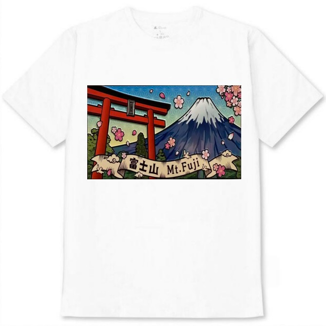 【山梨県_富士山2】白Tシャツ 大人用