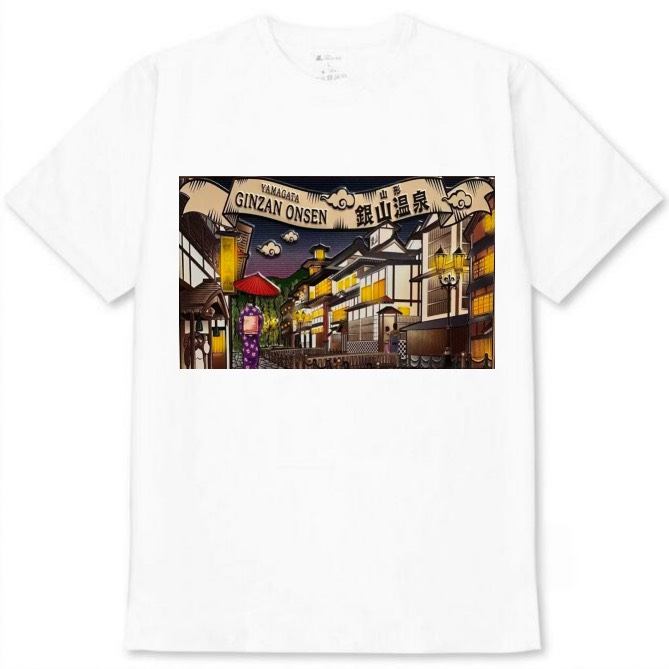 【山形県_銀山温泉】白Tシャツ 大人用