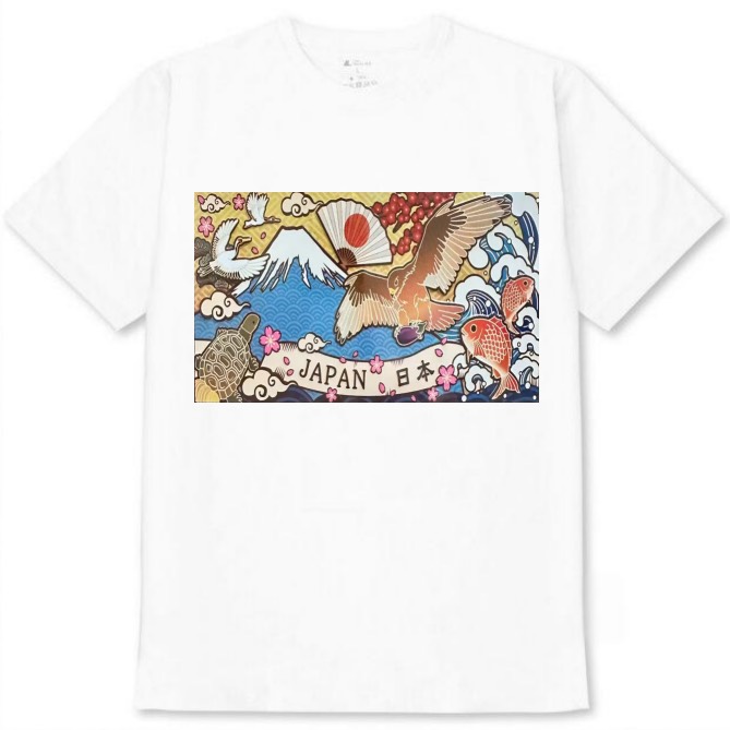 【日本_お正月の夢】白Tシャツ 大人用