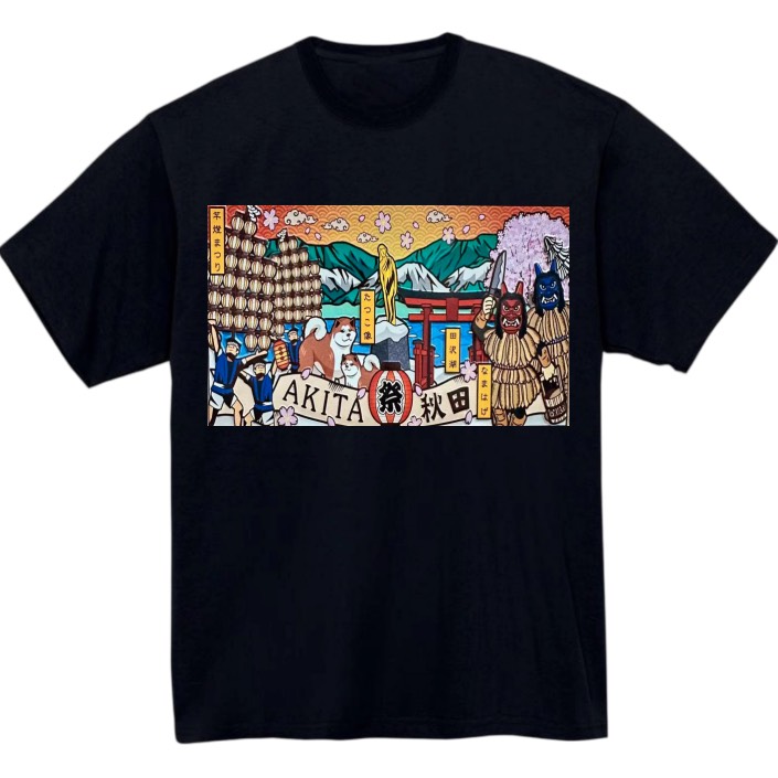 【秋田県】黒Tシャツ 大人用