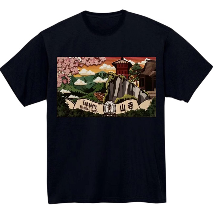 【山形県_山寺】黒Tシャツ 大人用