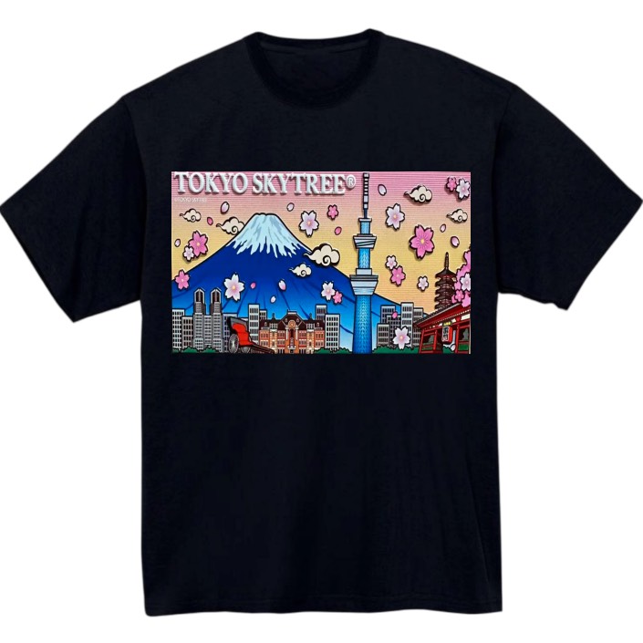 【東京都_スカイツリー】黒Tシャツ 大人用