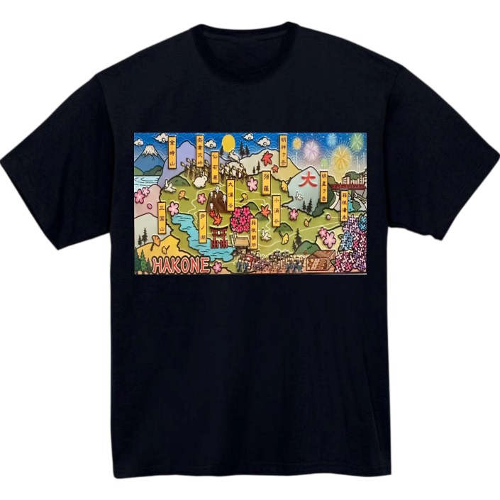 【神奈川県_箱根】黒Tシャツ 大人用