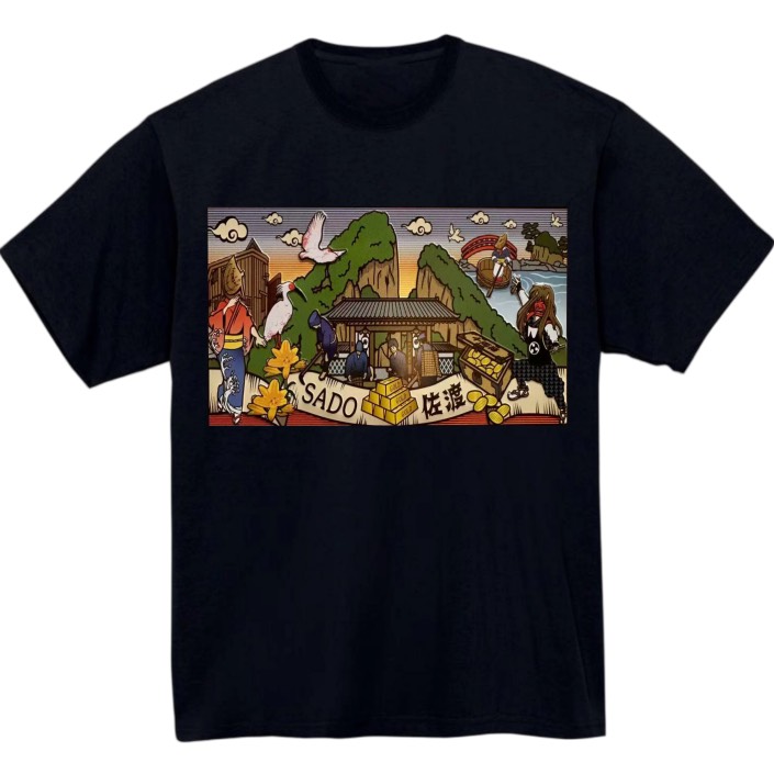 【新潟県_佐渡】黒Tシャツ 大人用