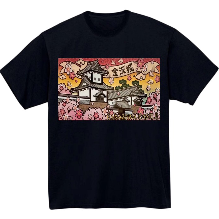 【石川県_金沢城】黒Tシャツ 大人用