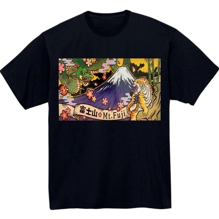 【山梨県_富士山】黒Tシャツ 大人用
