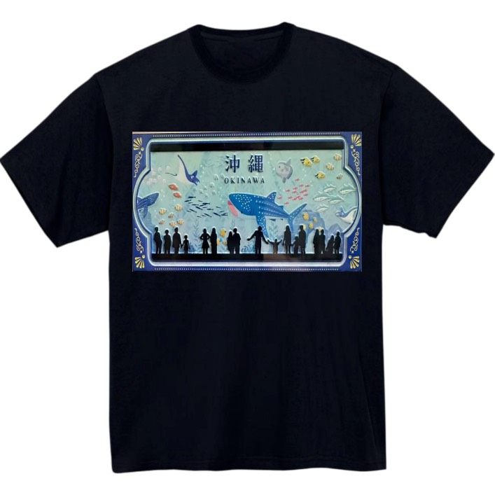 【沖縄県_水族館】黒Tシャツ 大人用