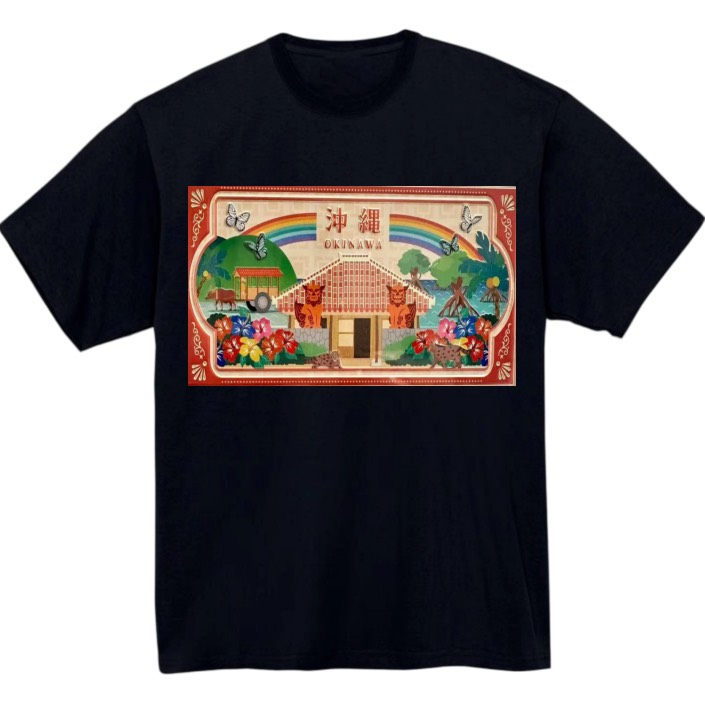 【沖縄県_南国風土】黒Tシャツ 大人用